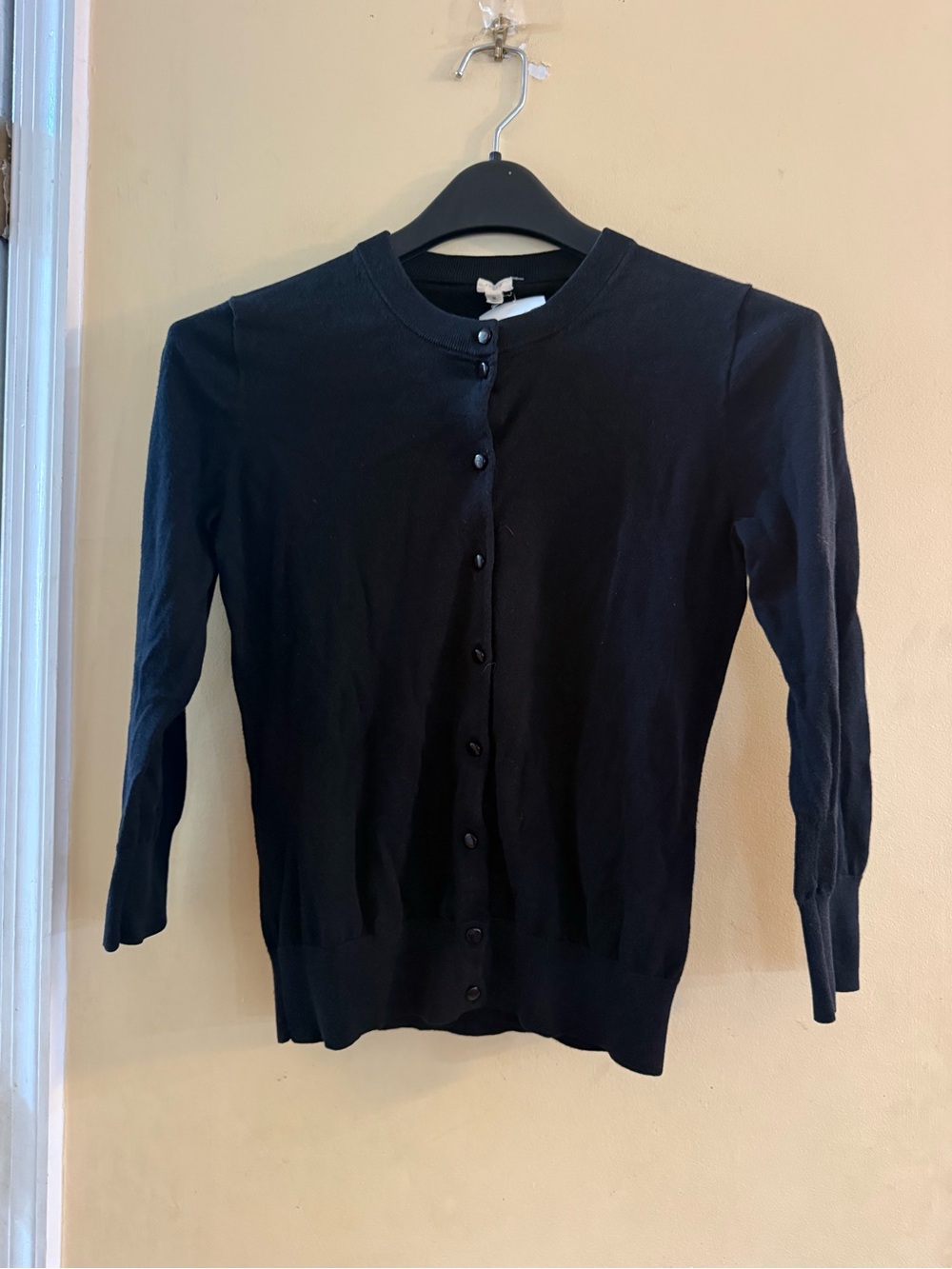 J Crew Factory Classic Black Women's Button-Down Jackie Cardigan Sweater, S